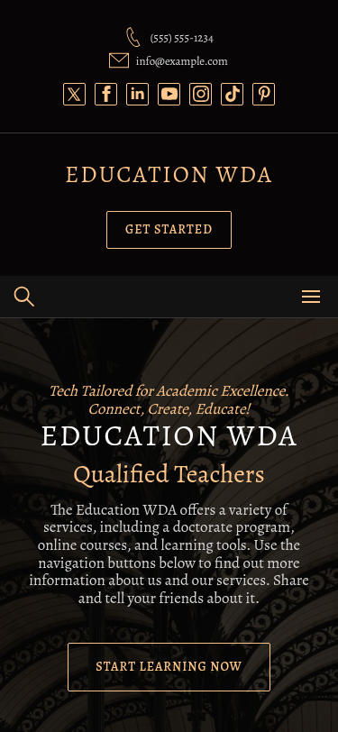 Мобильный вид — Education WDA