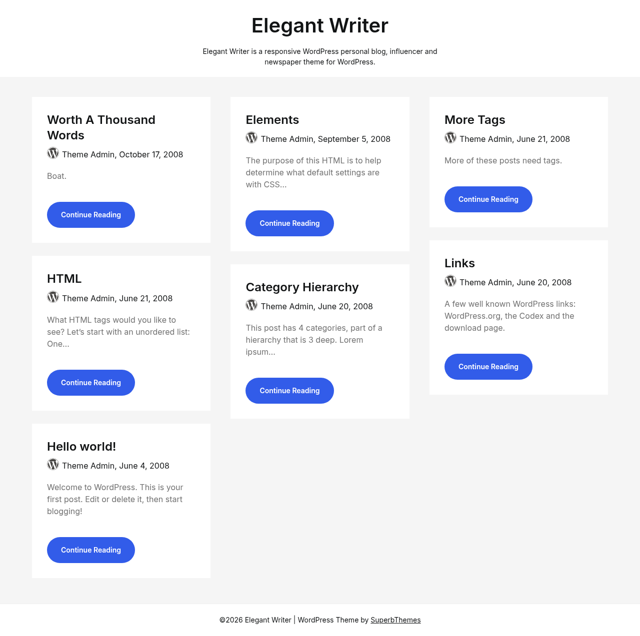 Десктоп (ниже) — Elegant Writer