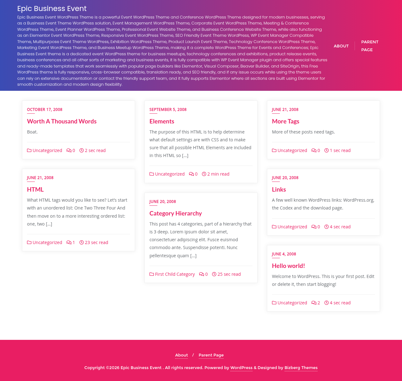 Десктоп (ниже) — Epic Business Event