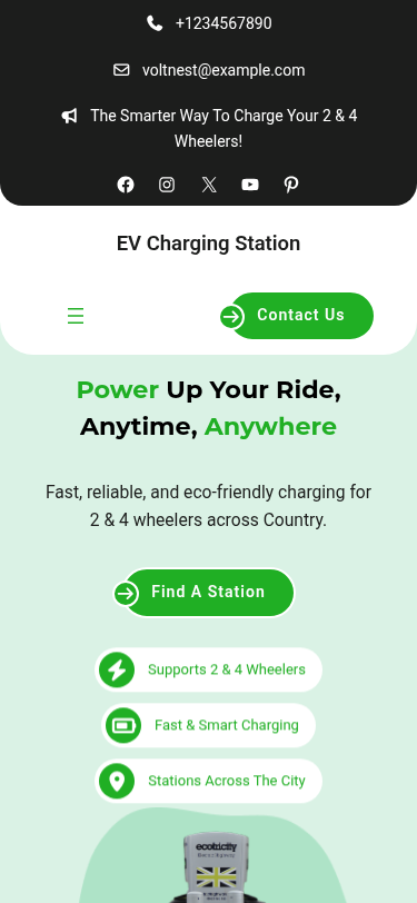 Мобильный вид — EV Charging Station
