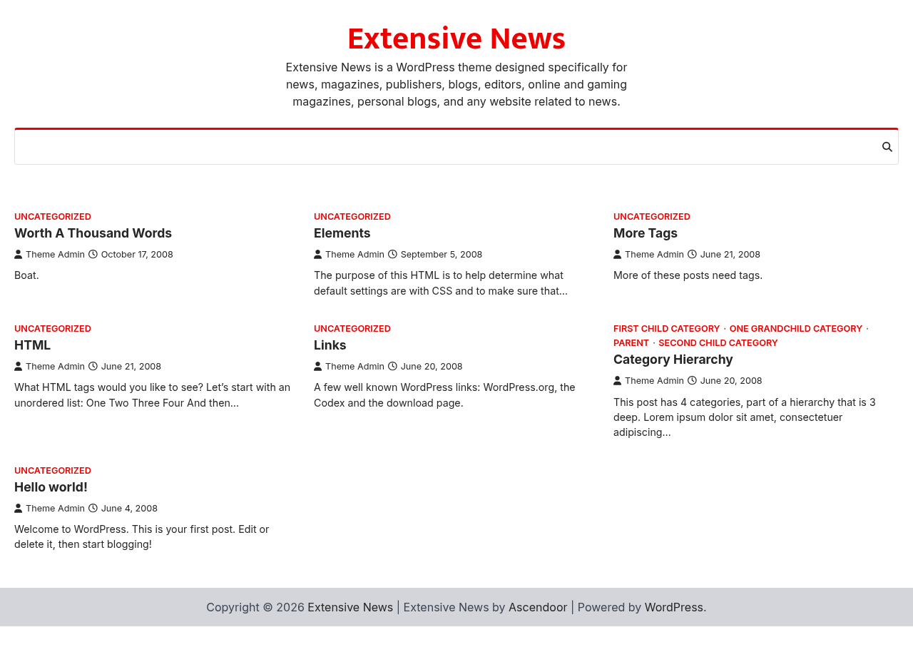 Десктоп (ниже) — Extensive News