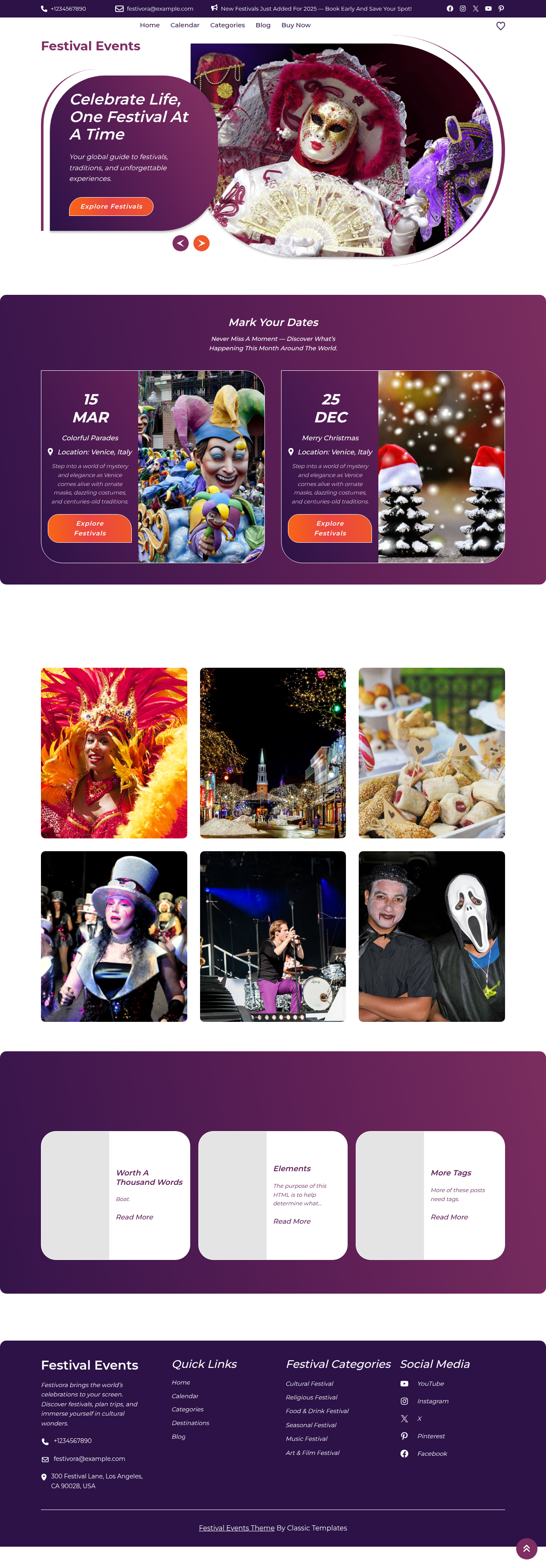 Десктоп (ниже) — Festival Events