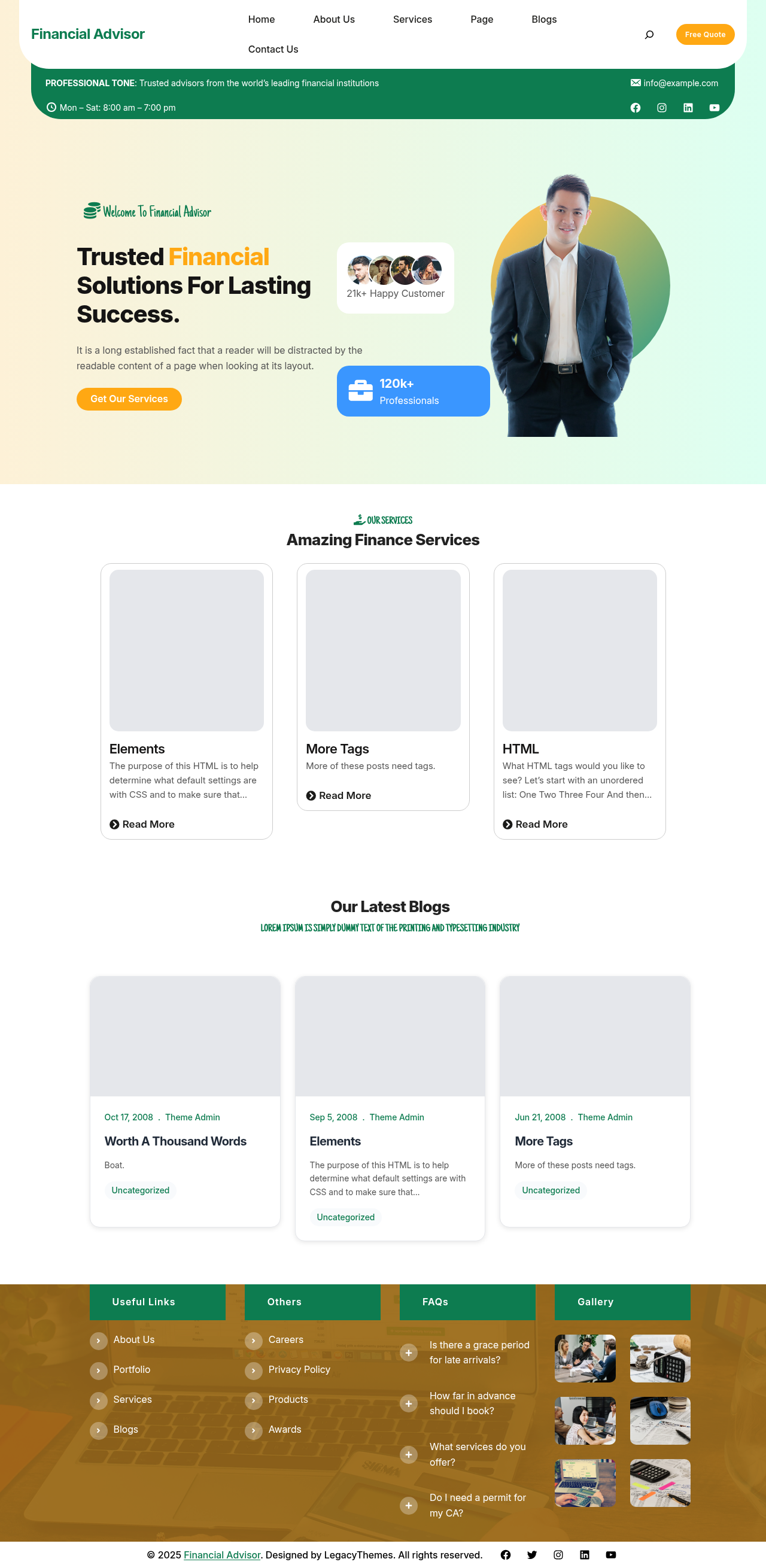 Десктоп (ниже) — Financial Advisor