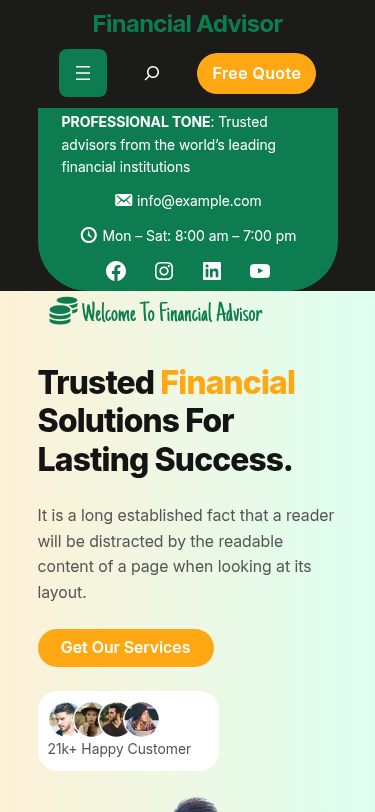Мобильный вид — Financial Advisor