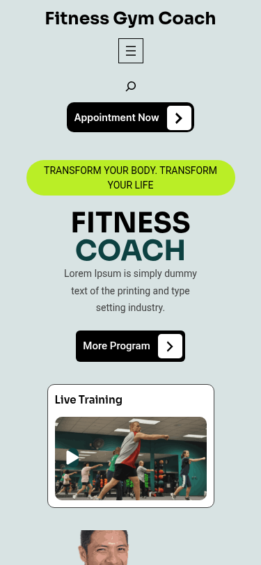 Мобильный вид — Fitness Gym Coach