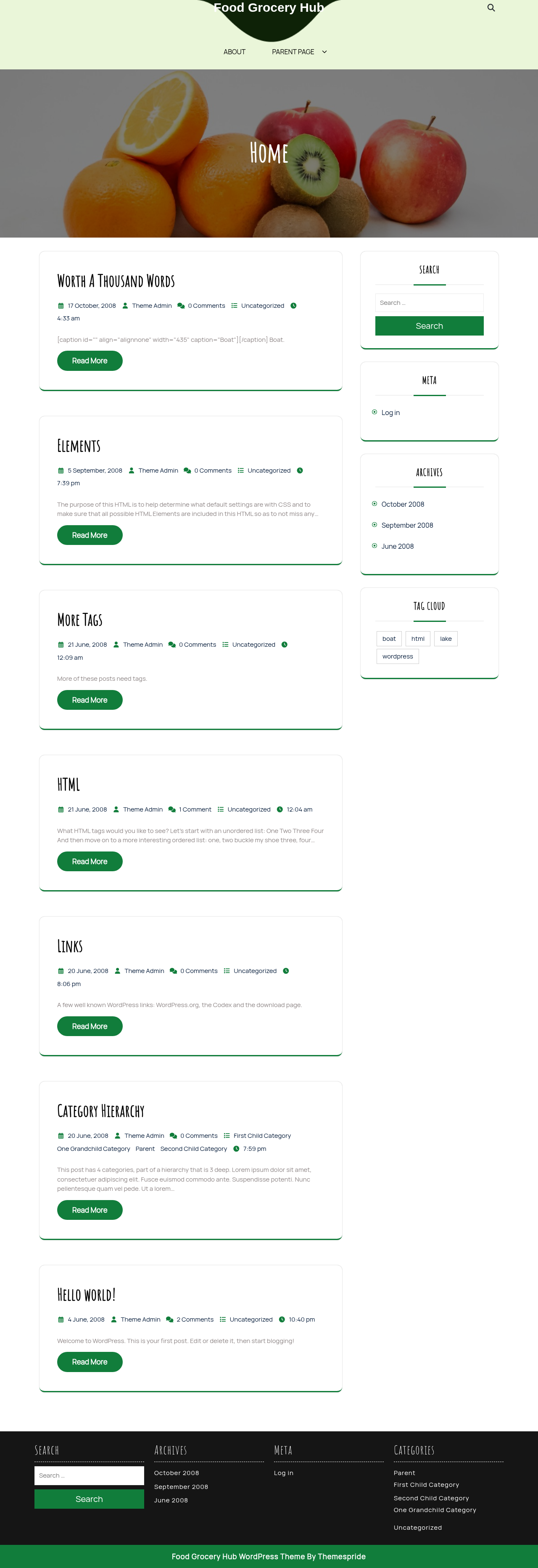 Десктоп (ниже) — Food Grocery Hub