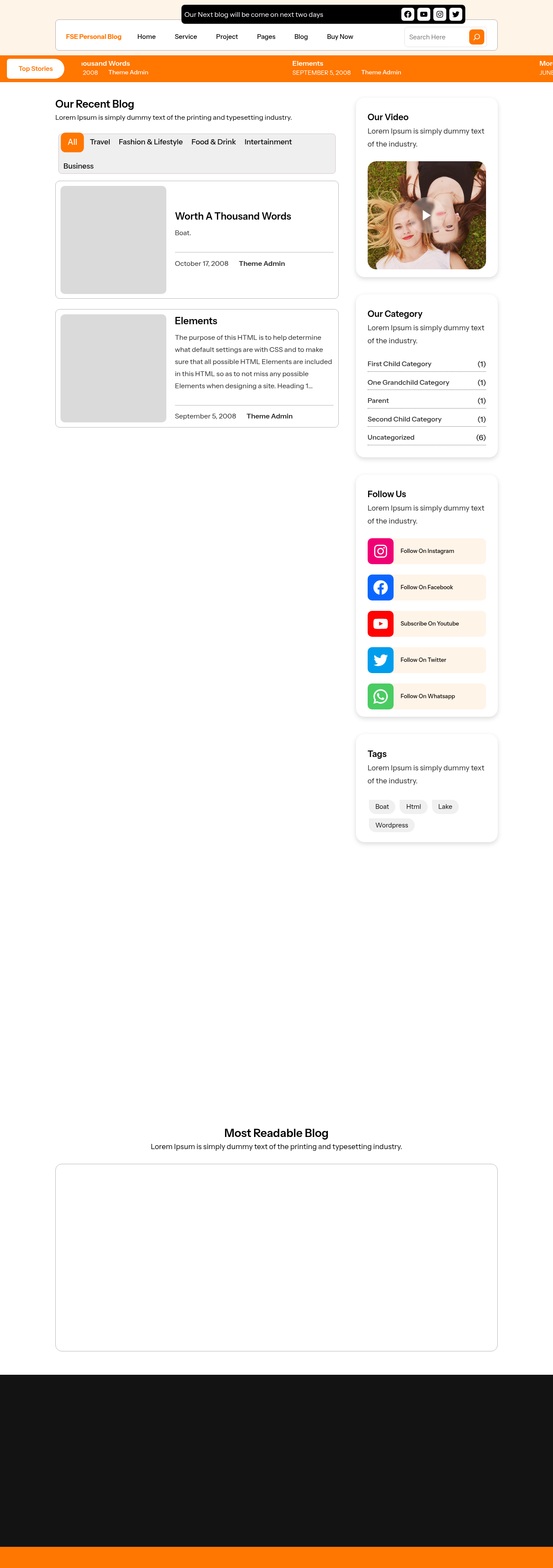 Десктоп (ниже) — FSE Personal Blog