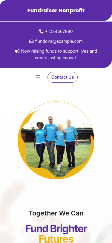 Мобильный вид — Fundraiser Nonprofit