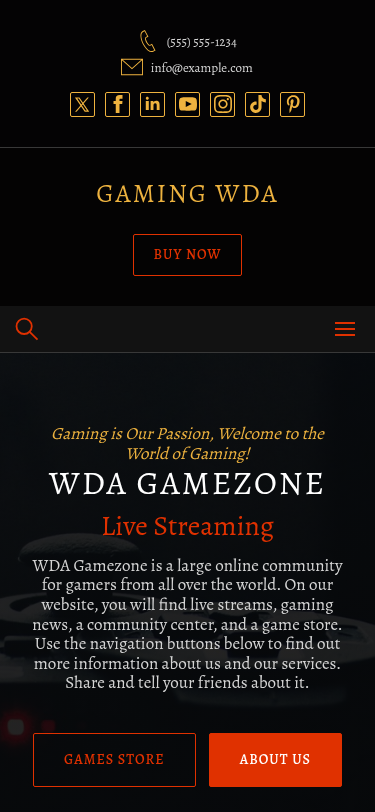 Мобильный вид — Gaming WDA