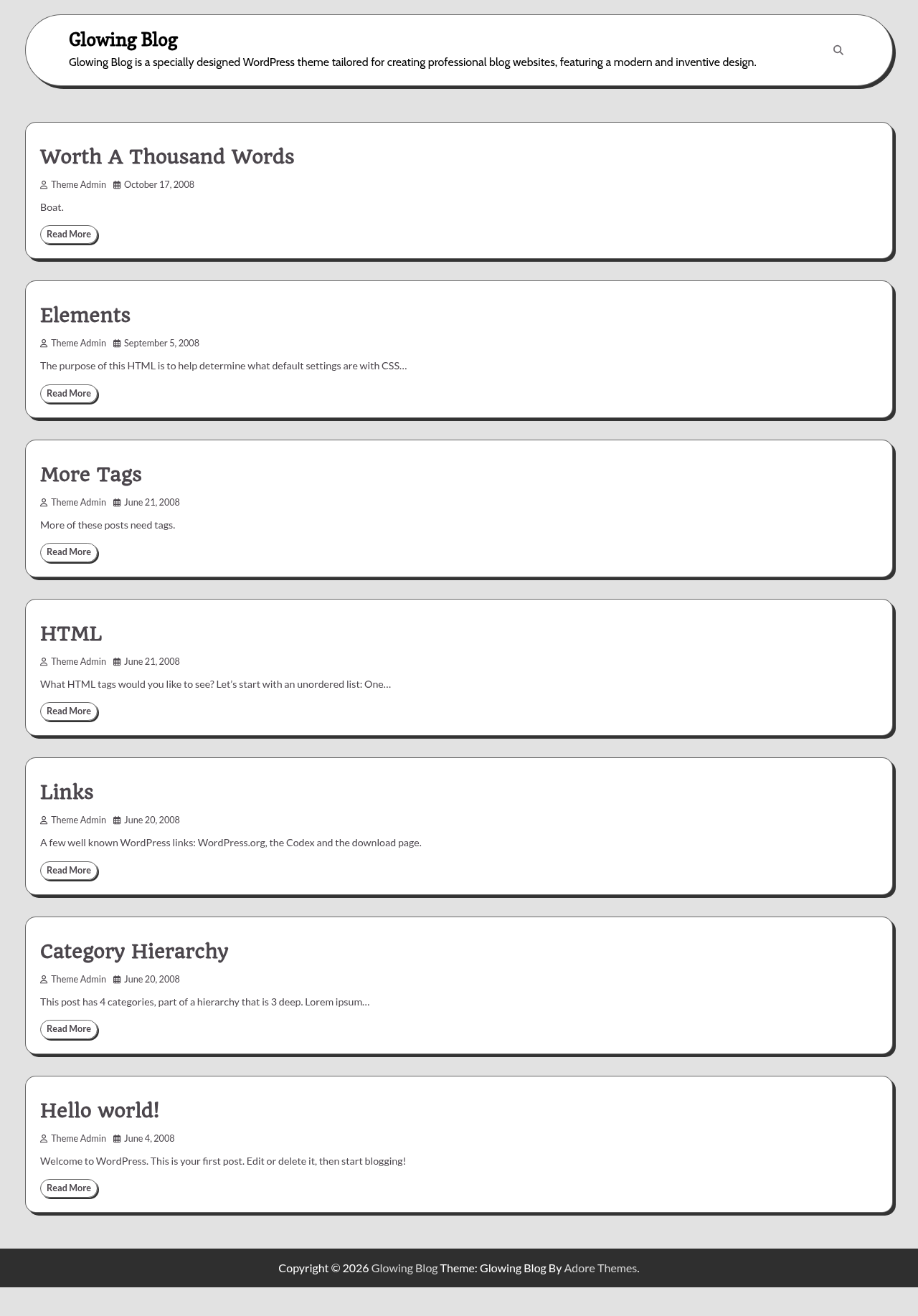 Десктоп (ниже) — Glowing Blog