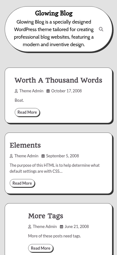 Мобильный вид — Glowing Blog