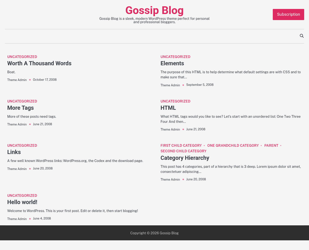 Десктоп (ниже) — Gossip Blog