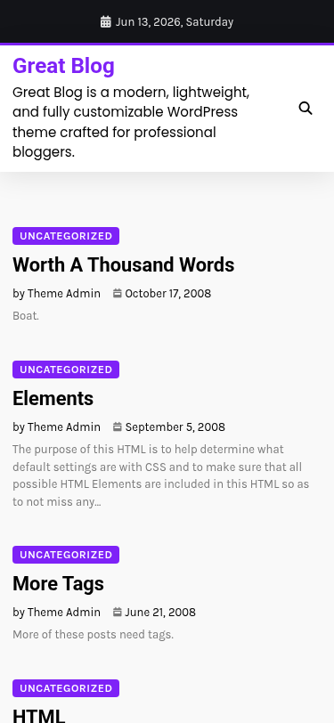 Мобильный вид — Great Blog