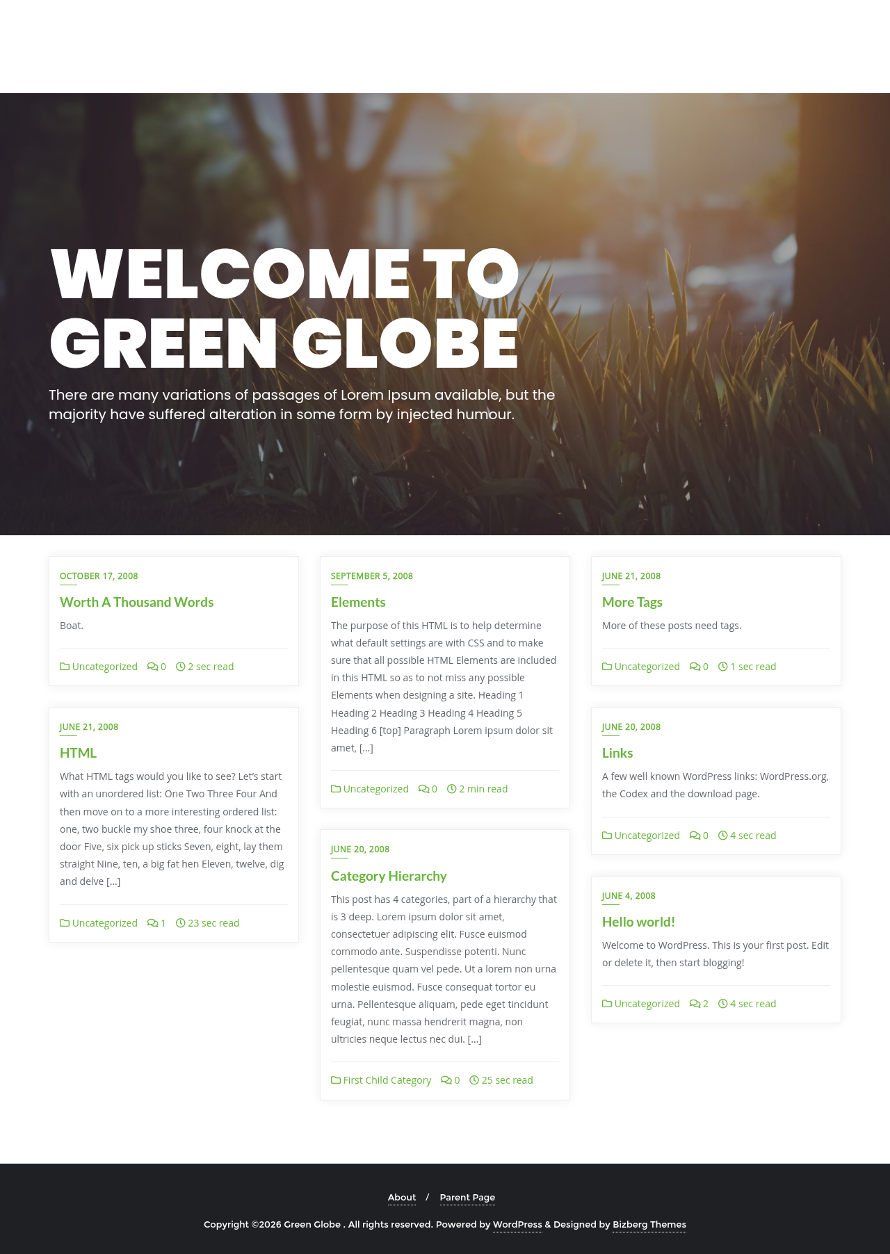 Десктоп (ниже) — Green Globe