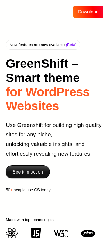 Мобильный вид — Greenshift