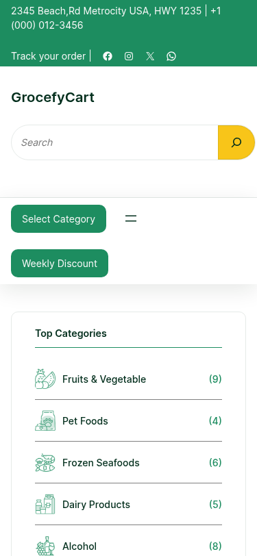 Мобильный вид — GrocefyCart