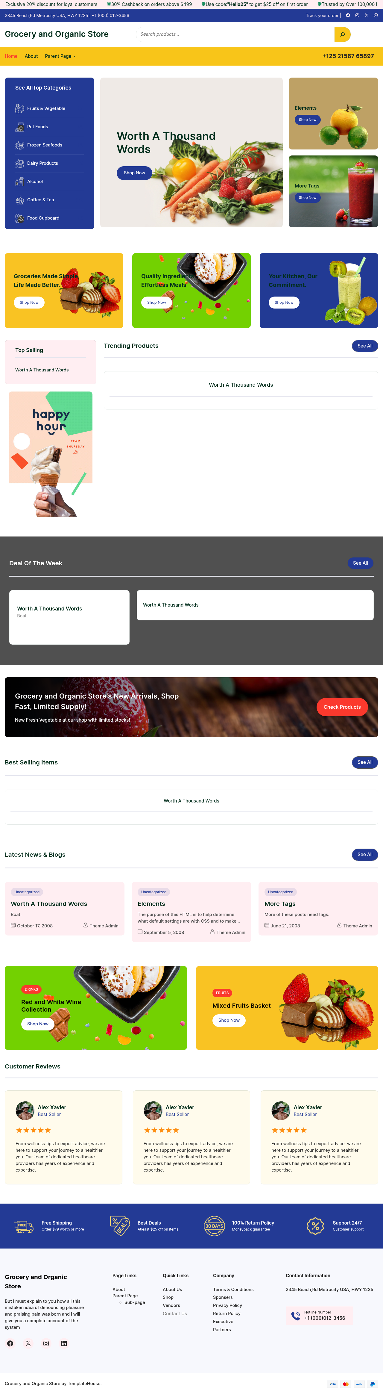 Десктоп (ниже) — Grocery and Organic Store