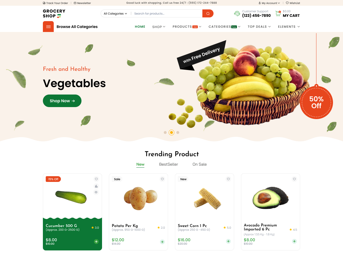 WordPress тема Grocery Marketplace