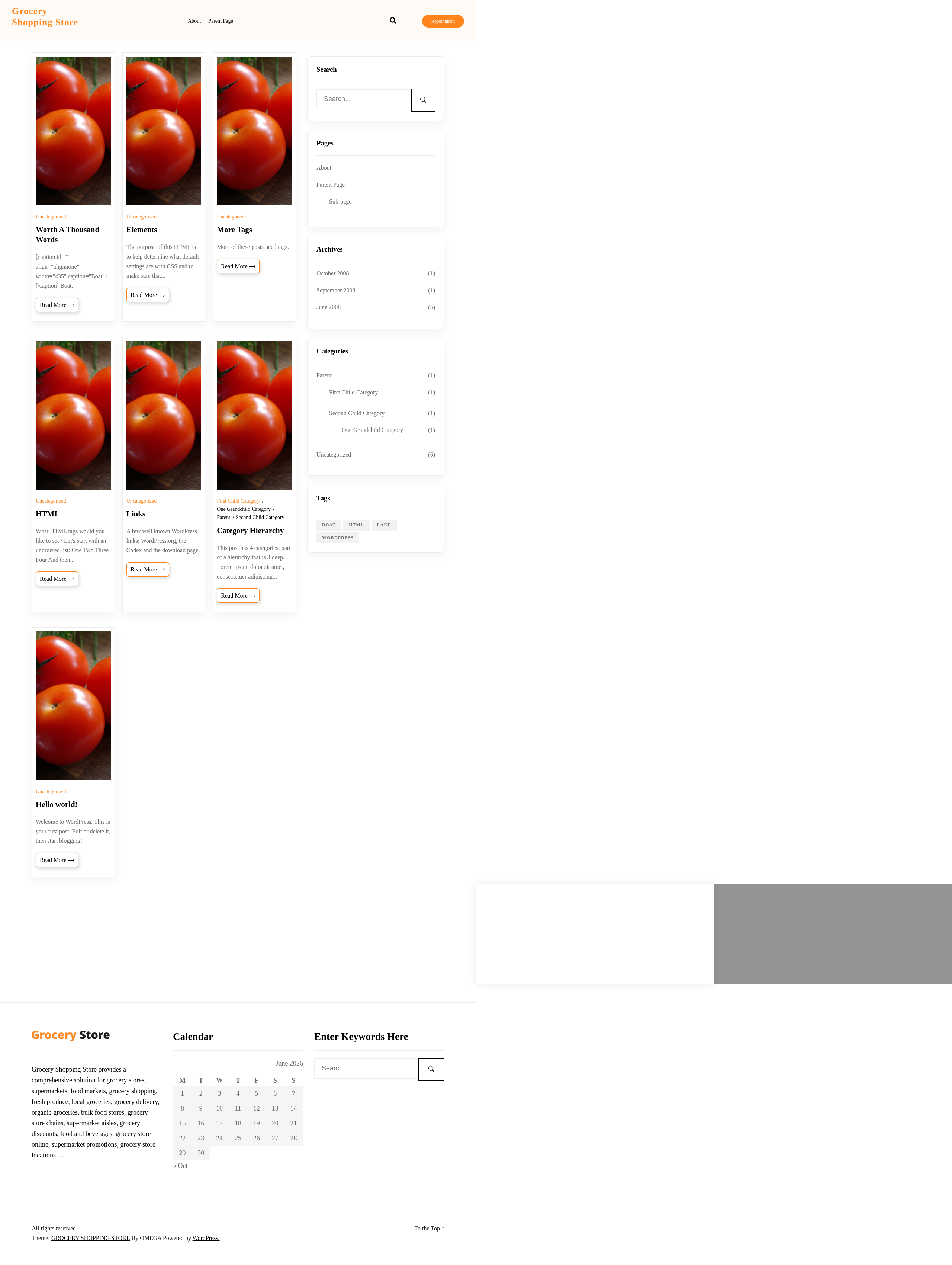 Десктоп (ниже) — Grocery Shopping Store