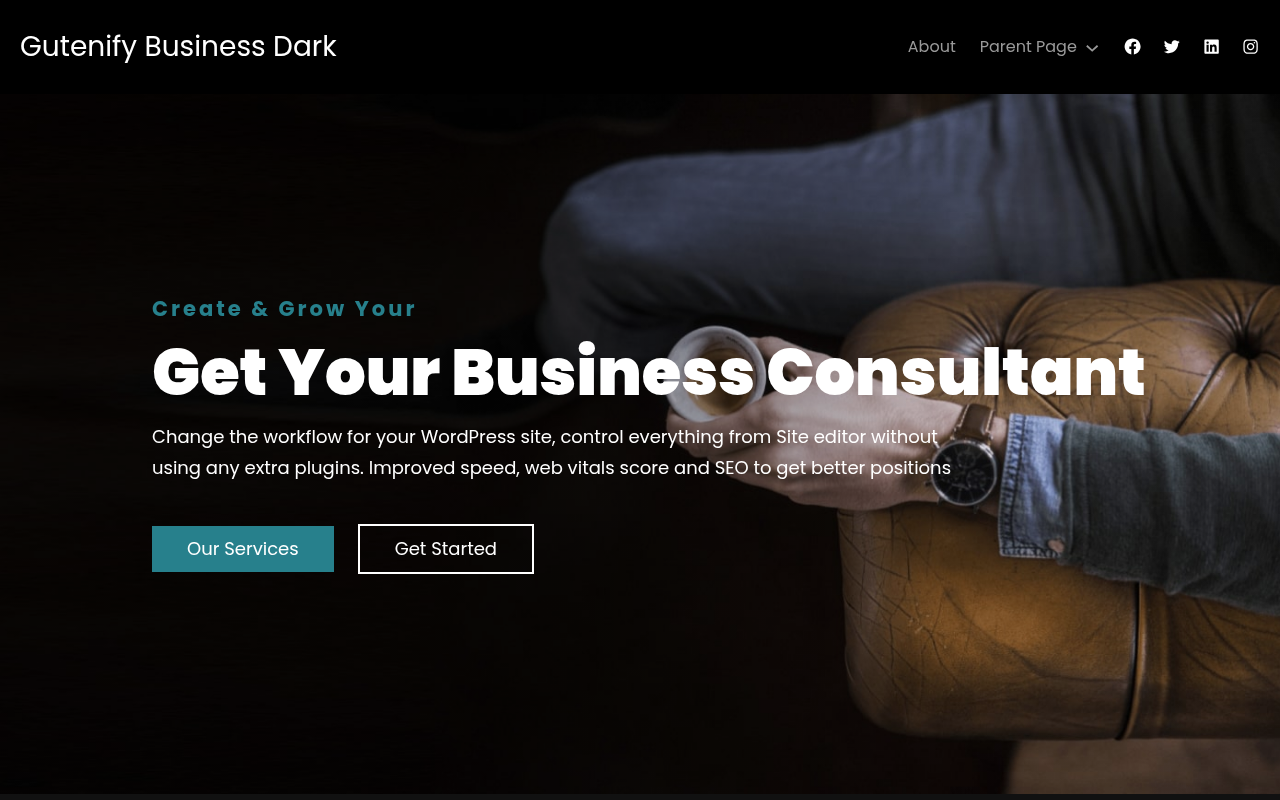 Десктоп — Gutenify Business Dark