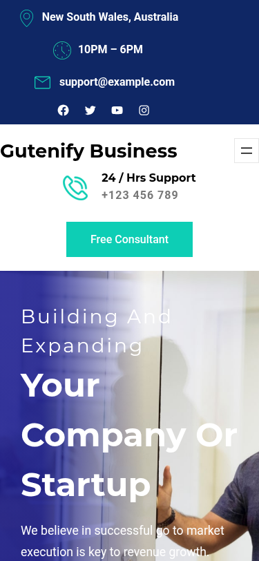 Мобильный вид — Gutenify Business