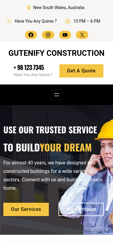 Мобильный вид — Gutenify Construction