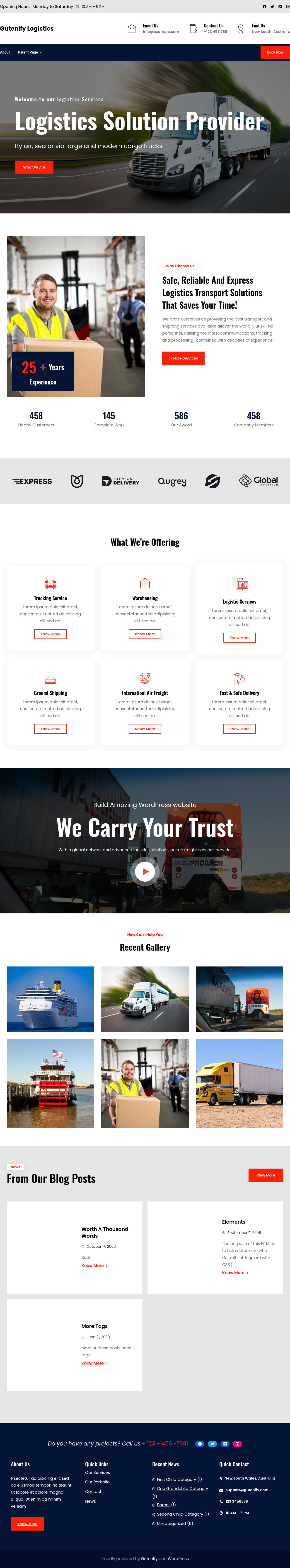 Десктоп (ниже) — Gutenify Logistics