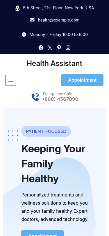 Мобильный вид — Health Assistant