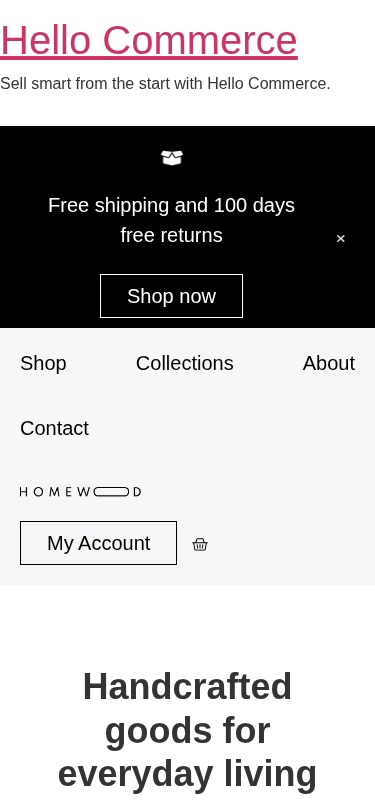 Мобильный вид — Hello Commerce