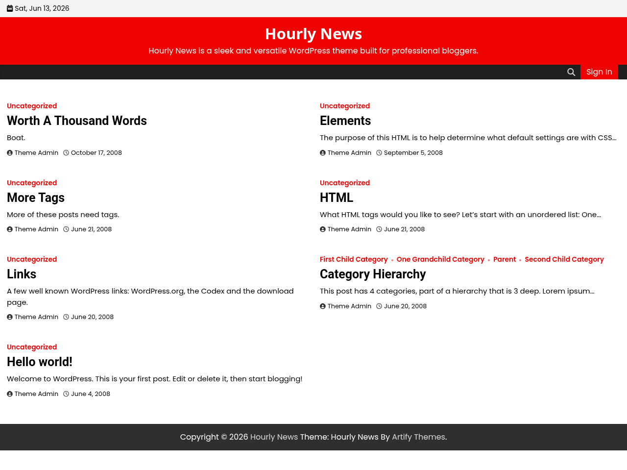 Десктоп (ниже) — Hourly News