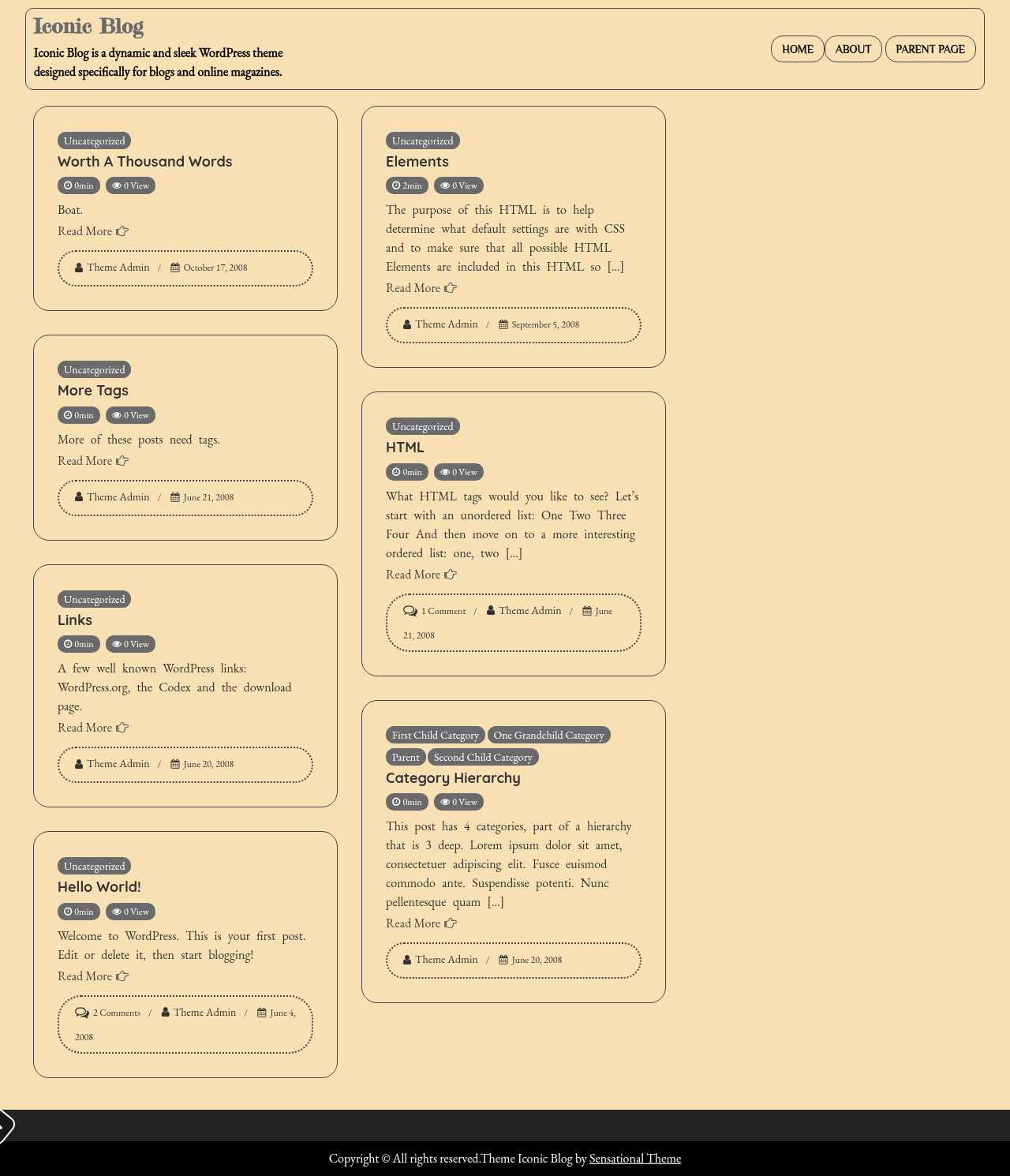 Десктоп (ниже) — Iconic Blog