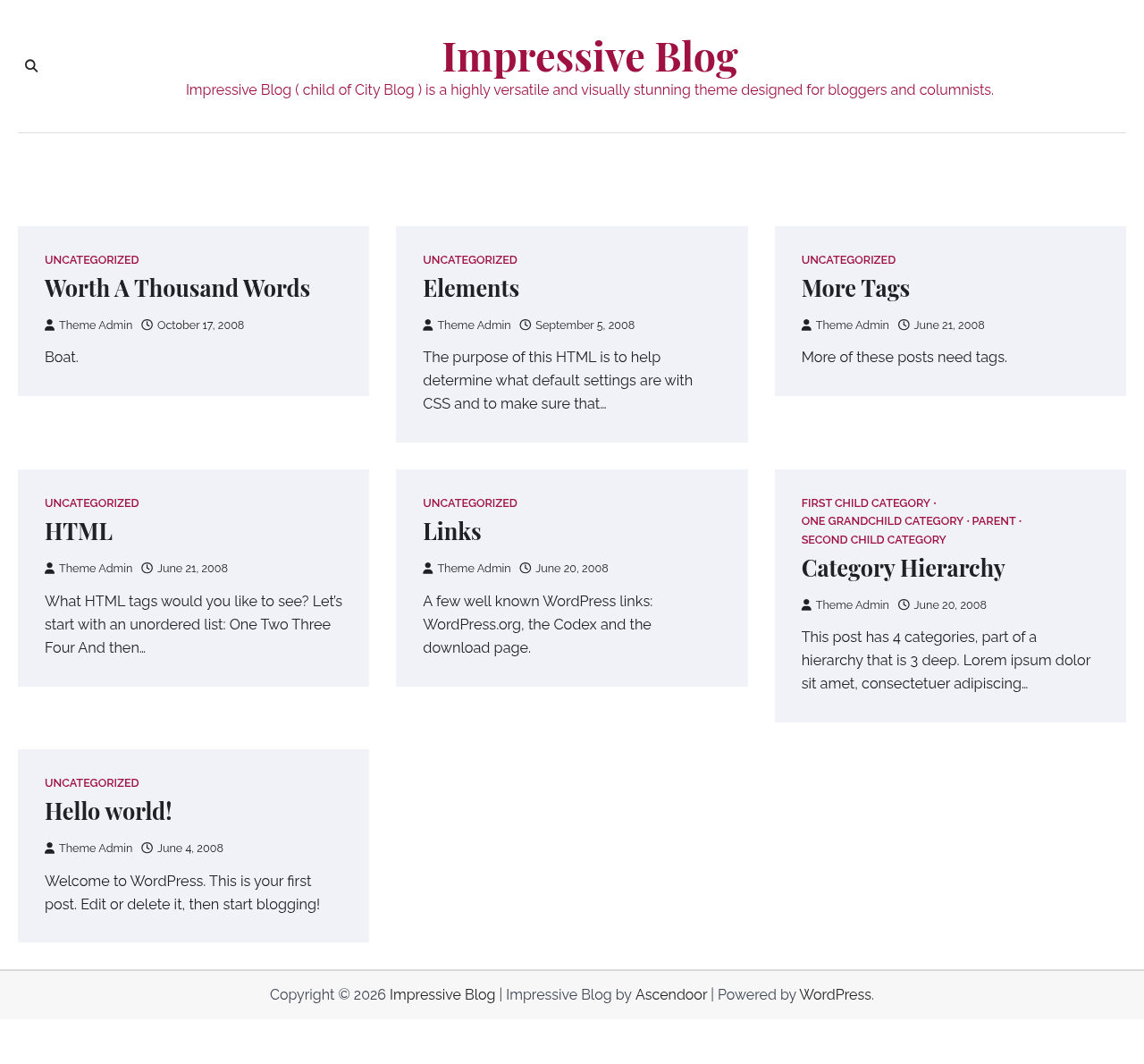 Десктоп (ниже) — Impressive Blog