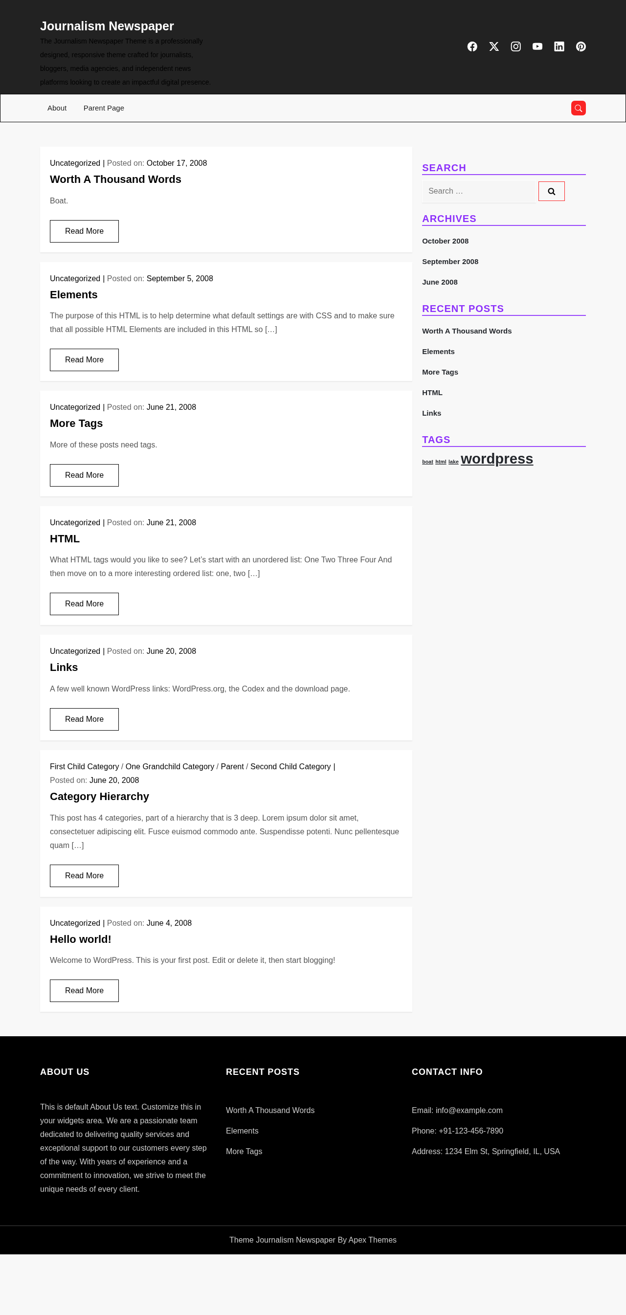 Десктоп (ниже) — Journalism Newspaper