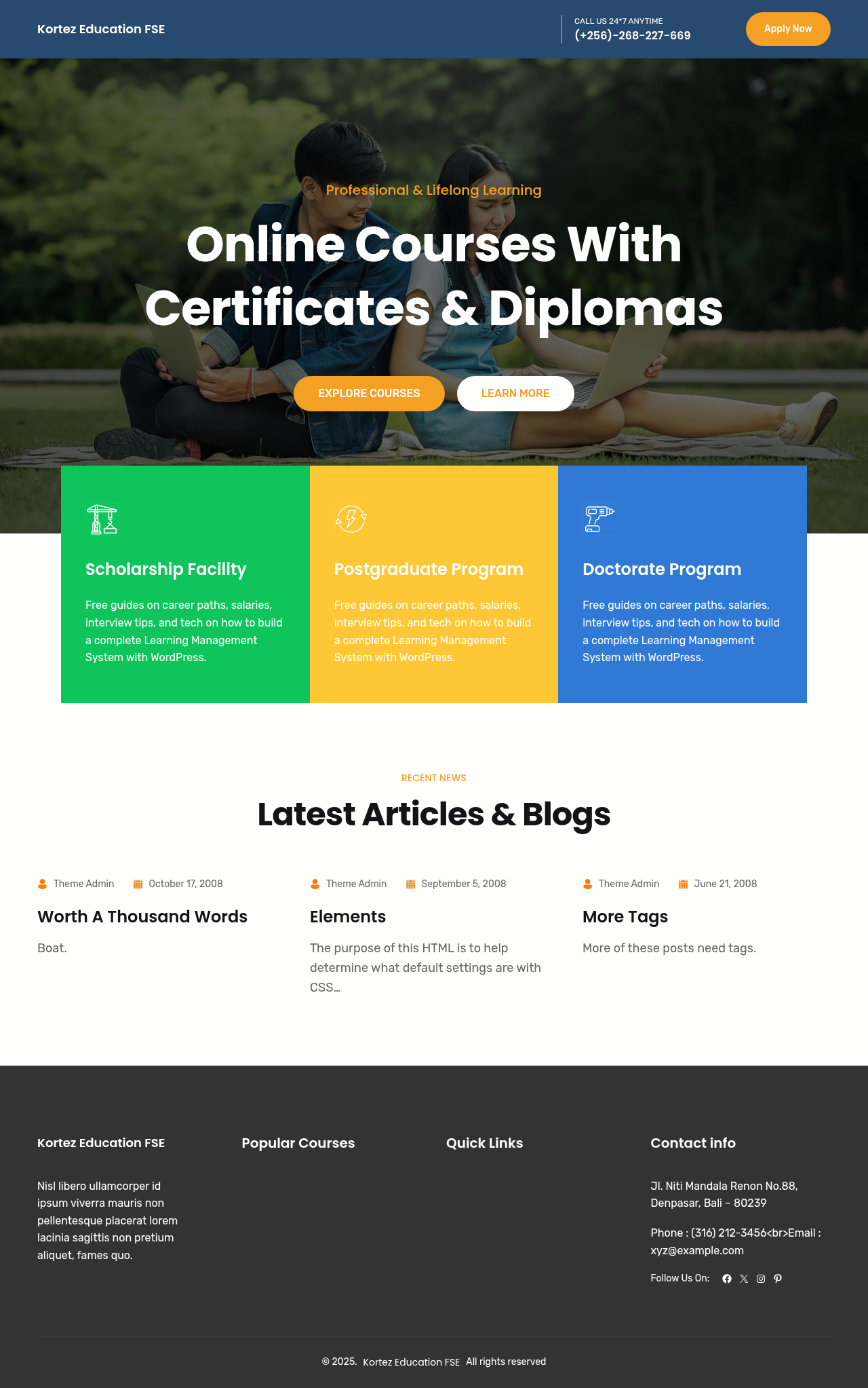 Десктоп (ниже) — Kortez Education FSE