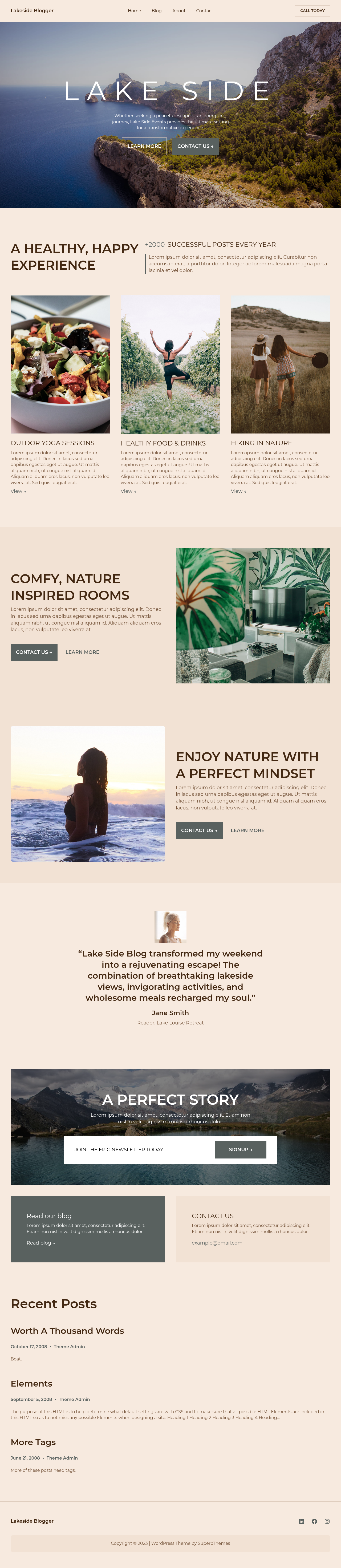 Десктоп (ниже) — Lakeside Blogger