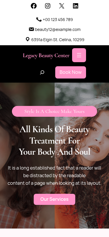 Мобильный вид — Legacy Beauty Center