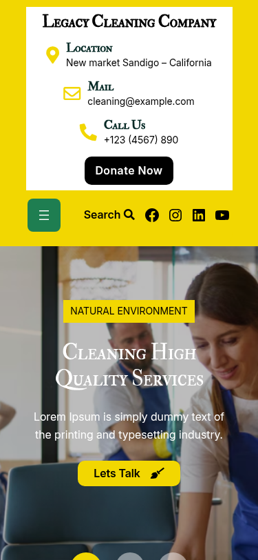 Мобильный вид — Legacy Cleaning Company
