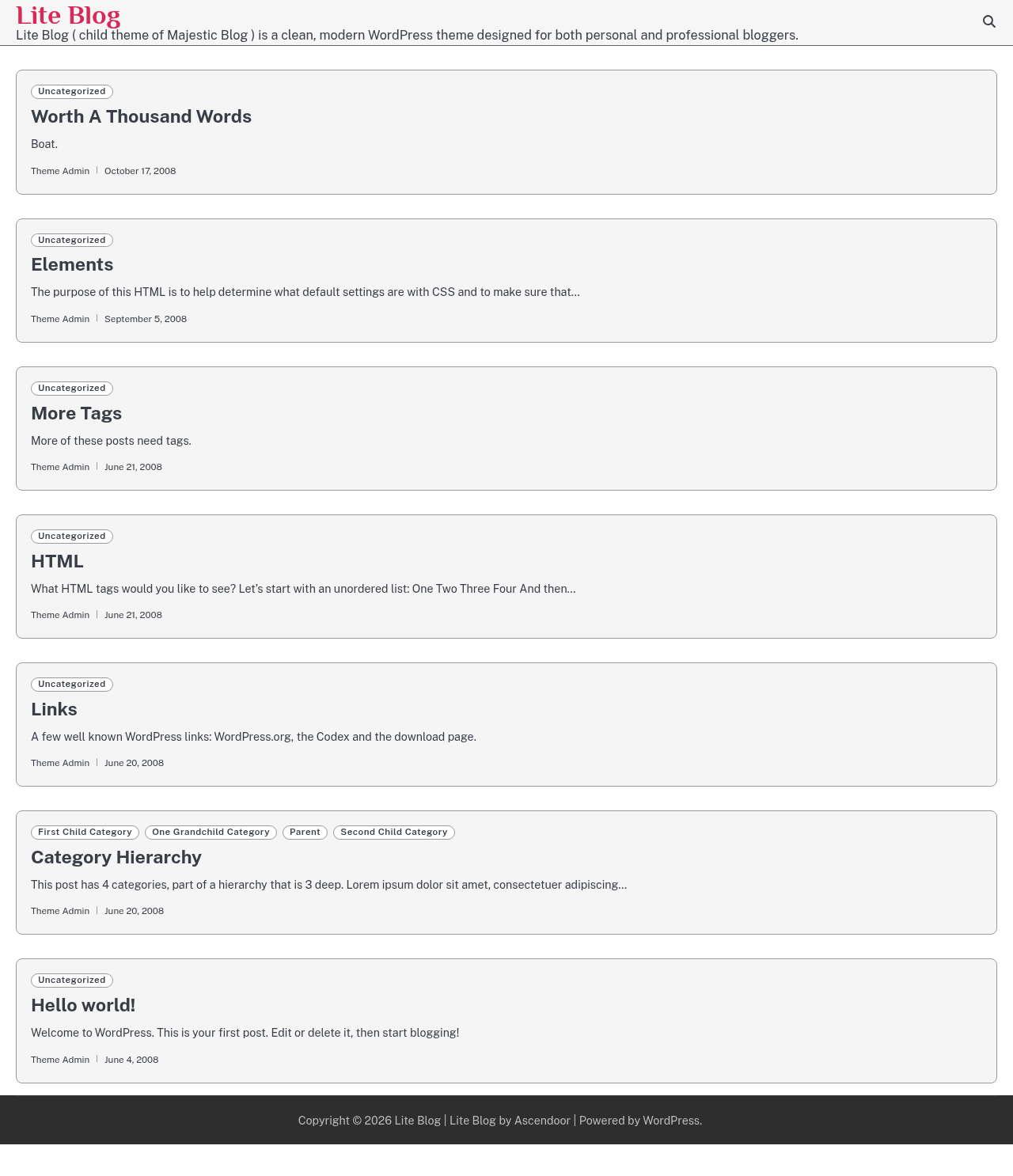 Десктоп (ниже) — Lite Blog