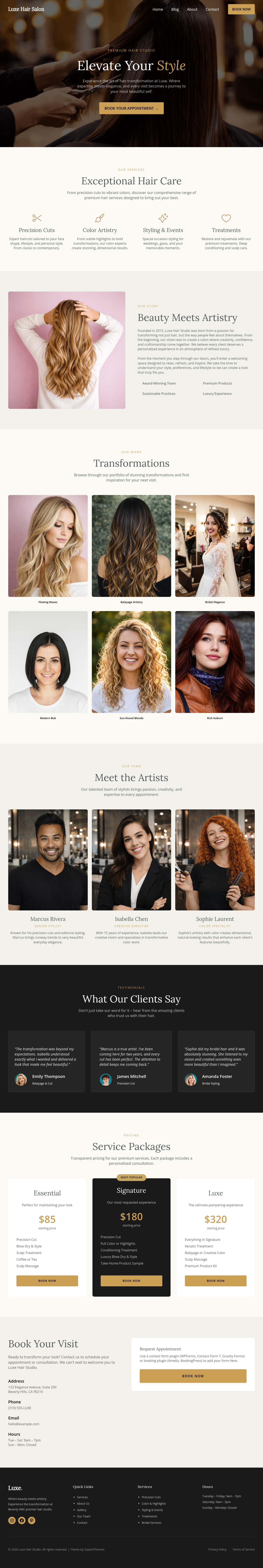 Десктоп (ниже) — Luxe Hair Salon