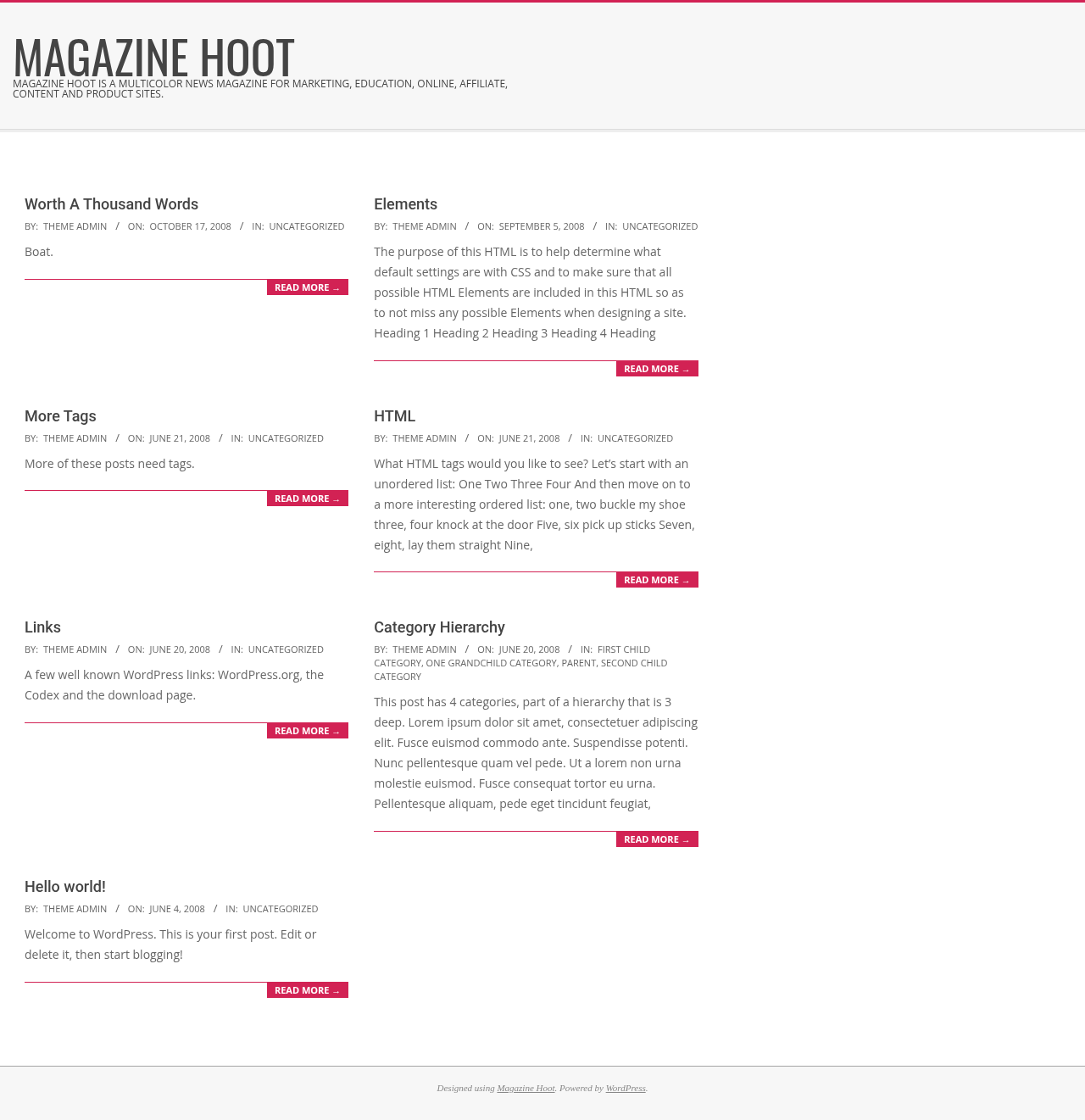 Десктоп (ниже) — Magazine Hoot