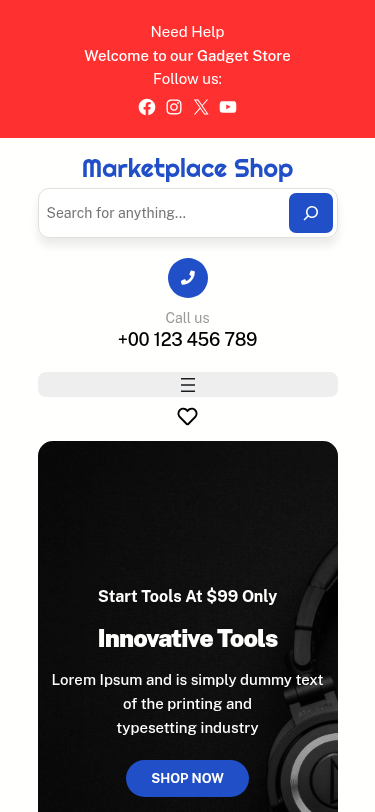 Мобильный вид — Marketplace Shop