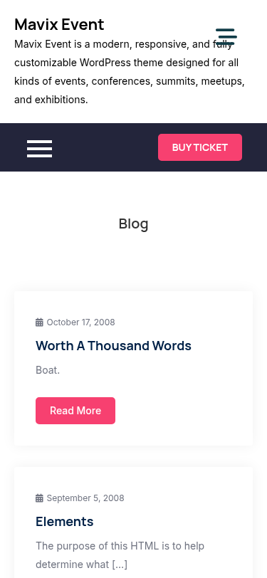 Мобильный вид — Mavix Event