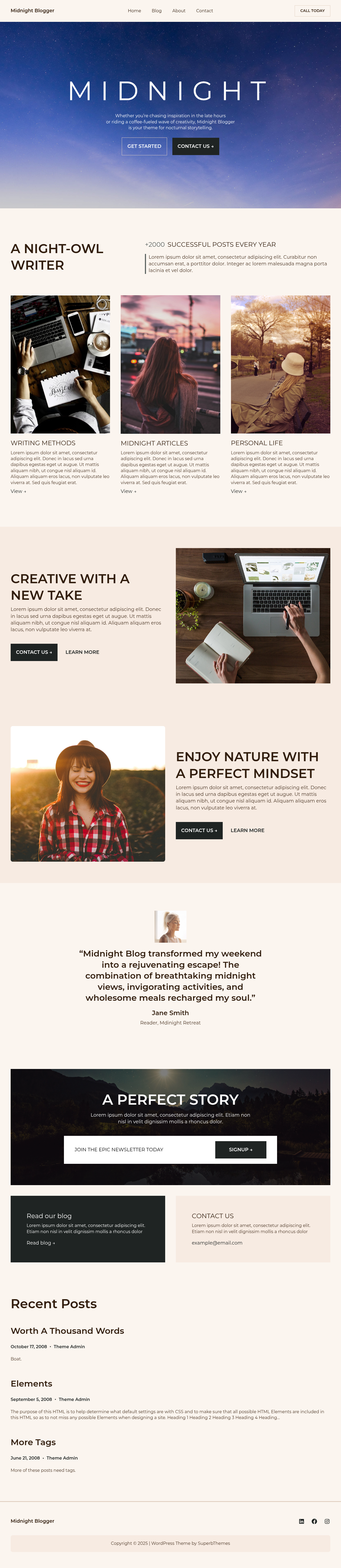 Десктоп (ниже) — Midnight Blogger