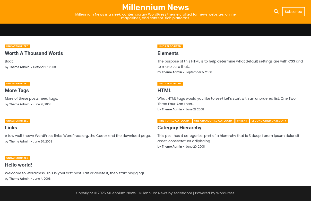 Десктоп (ниже) — Millennium News