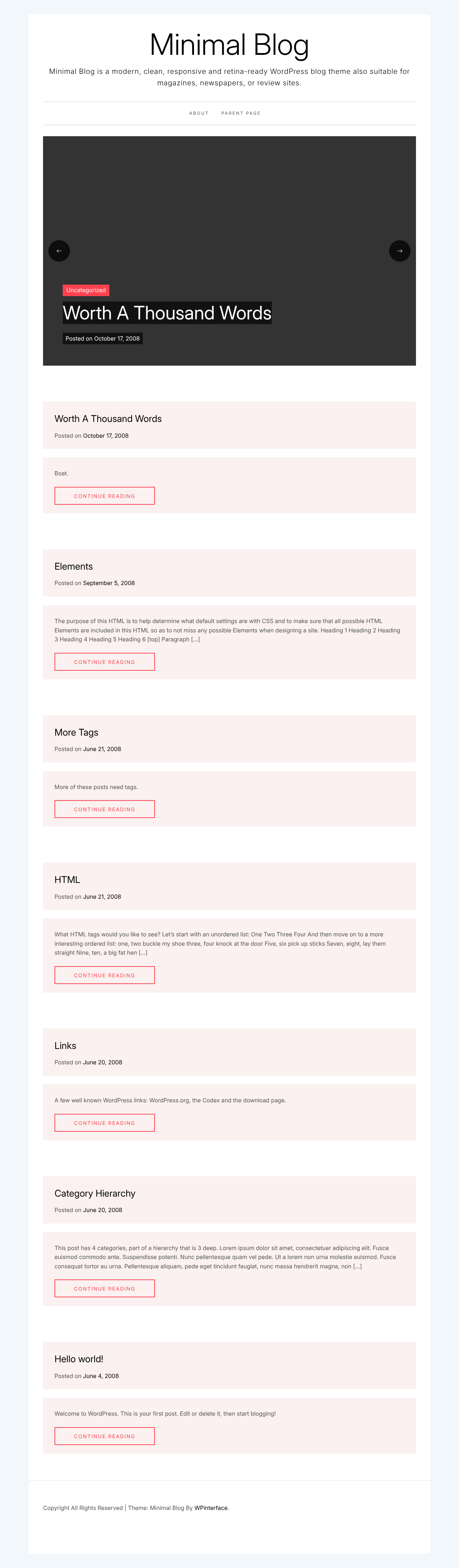 Десктоп (ниже) — Minimal Blog