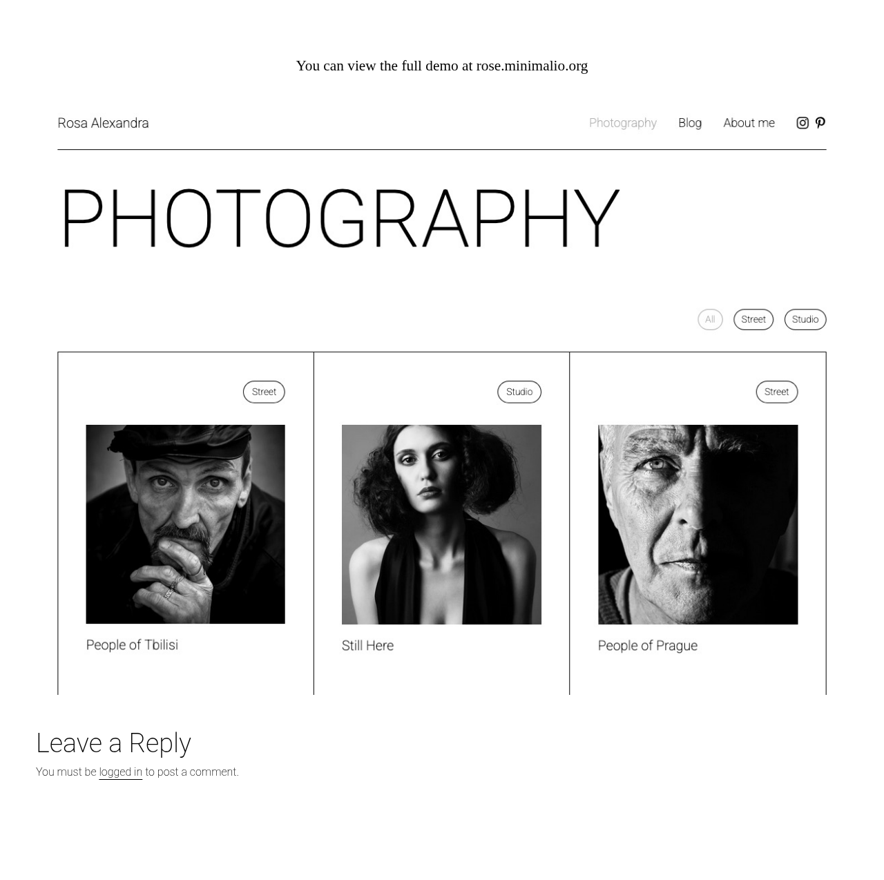 Десктоп (ниже) — Minimal Photography Blog