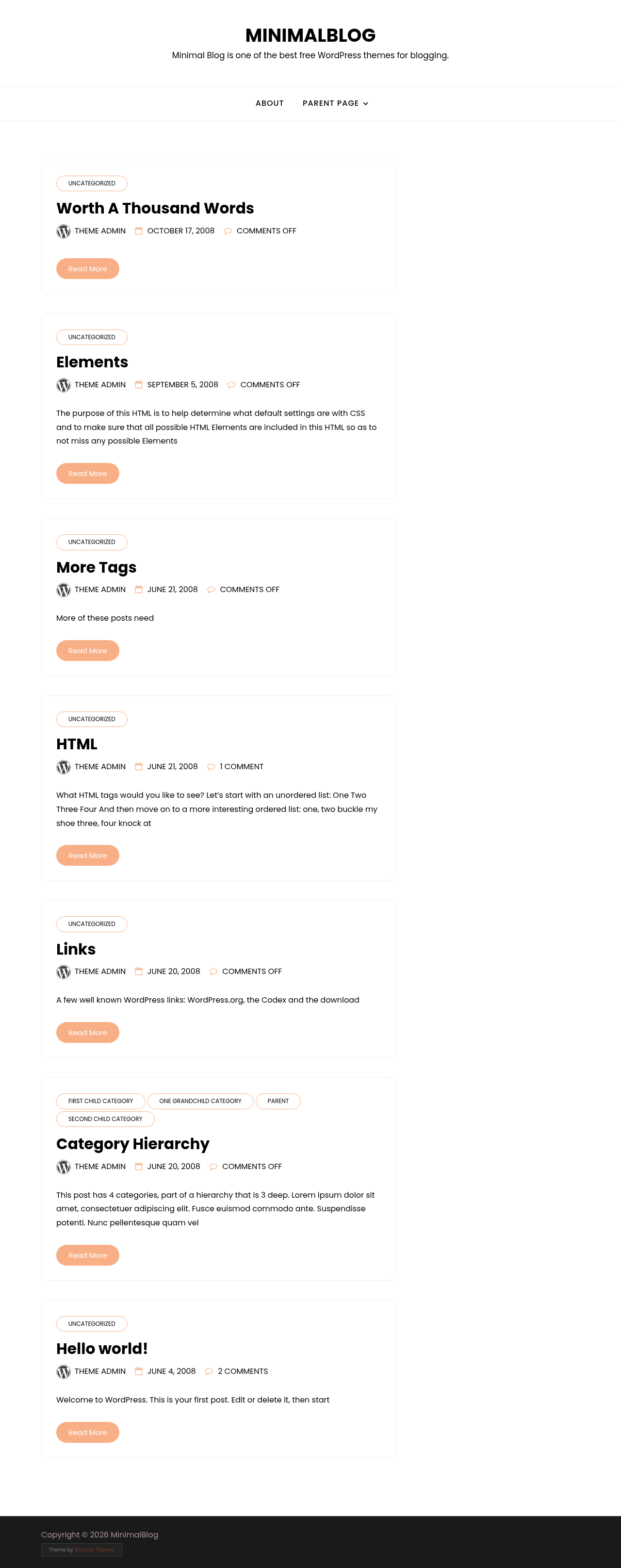 Десктоп (ниже) — MinimalBlog
