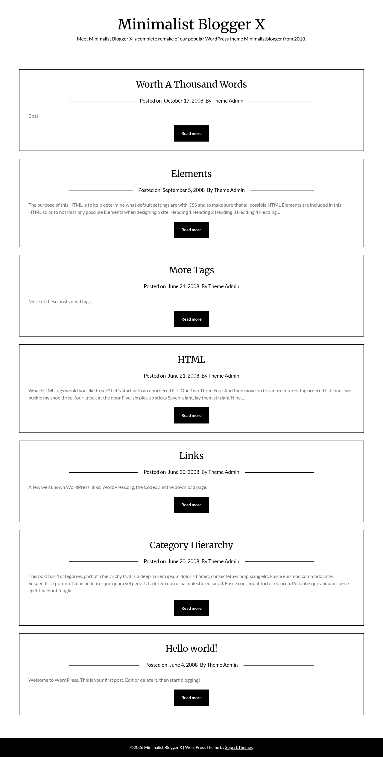 Десктоп (ниже) — Minimalist Blogger X