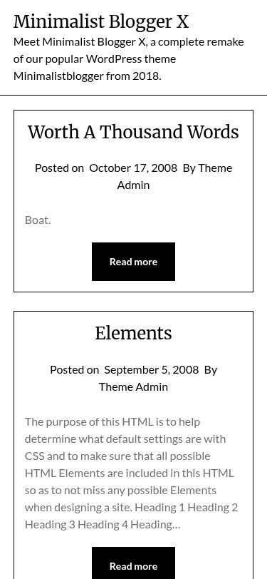 Мобильный вид — Minimalist Blogger X