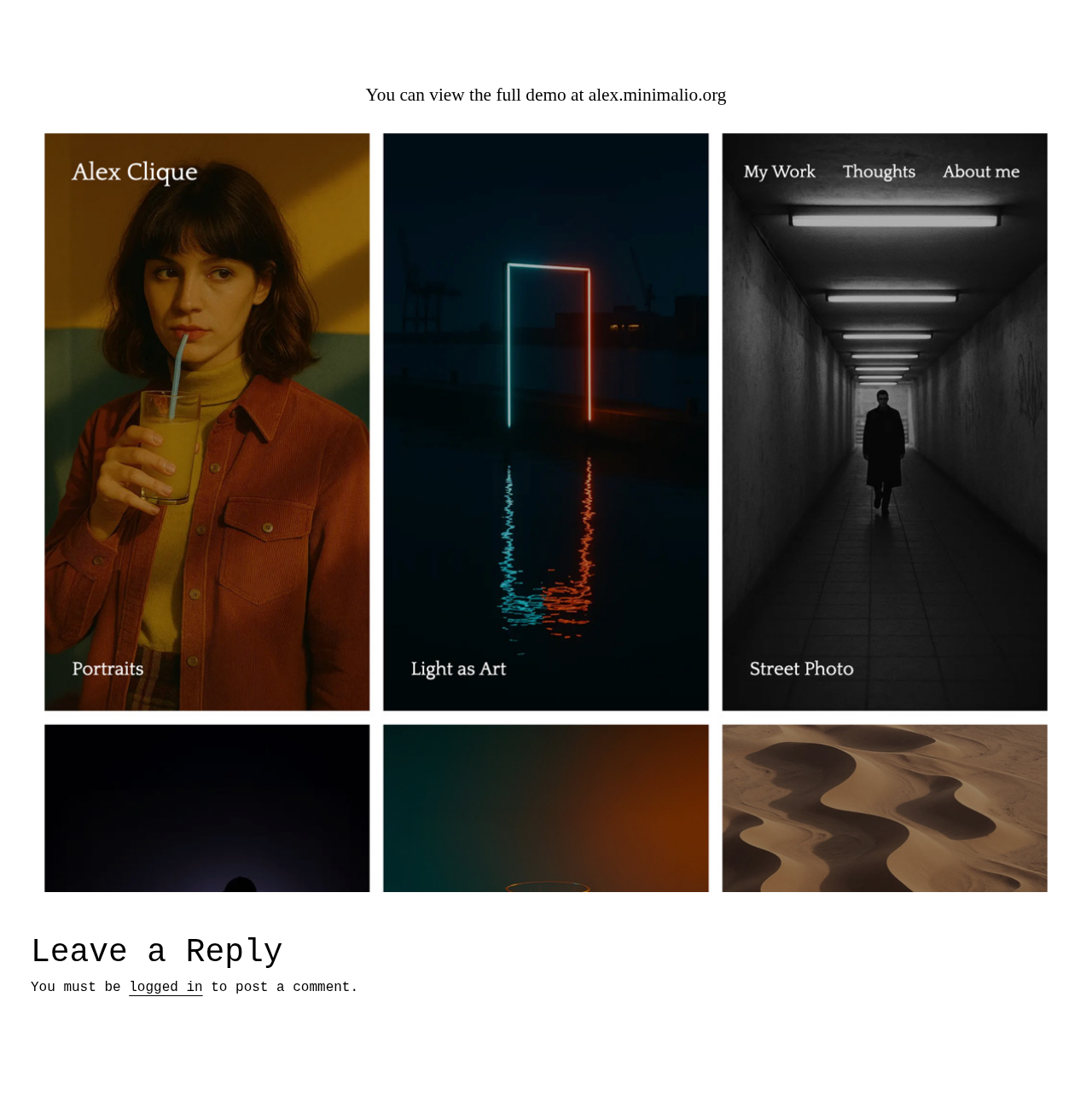 Десктоп (ниже) — Minimalist Photography Portfolio